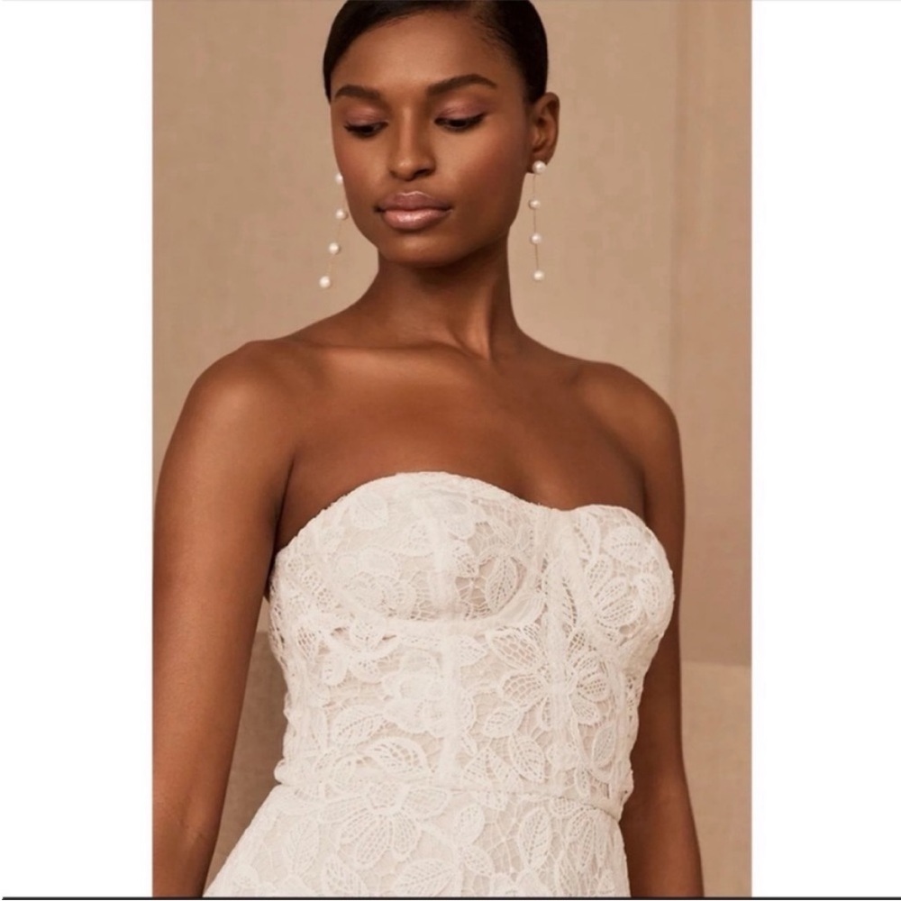 ANTHROPOLOGIE BHLDN Sachin & Babi Tate Midi Dress Floral Lace Strapless Size 2 - Picture 4 of 16